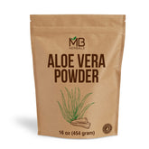MB Herbals Aloe Vera Powder packaging in a 1 lb jar for skincare prep.