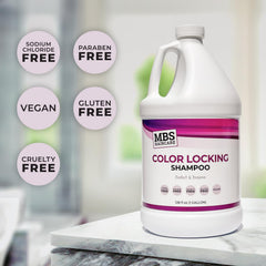 MBS Color Locking Shampoo pours to reveal rich lather for a clean, color-safe rinse
