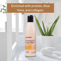 McKesson bottle close-up highlighting aloe vera and collagen for nourishing care