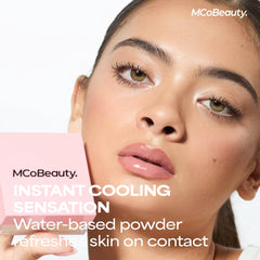 MCoBeauty cooling application powder shown on skin for a refreshed look