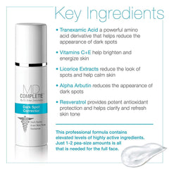 MD Complete Dark Spot Corrector packaging box signaling clinical-grade formula for dark spot correction