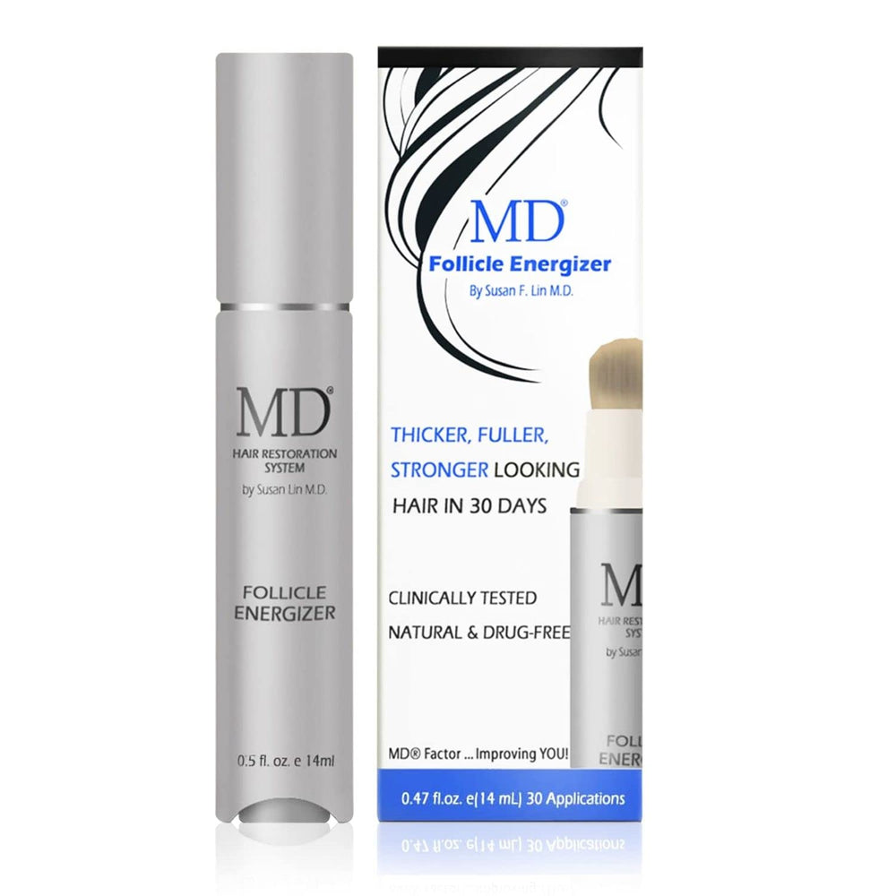 MD Lash Factor Follicle Energizer bottle for daily scalp nourishment and potential fullness.