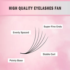 MDC LASHES Promade fans 16mm length for versatile lash styling.