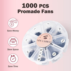 MDC LASHES Promade fans short stem 0.07 for steady placement.