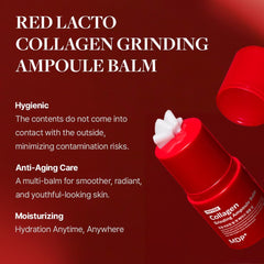 MDP Red Lacto Collagen multi balm stick close-up highlights creamy texture for targeted care.