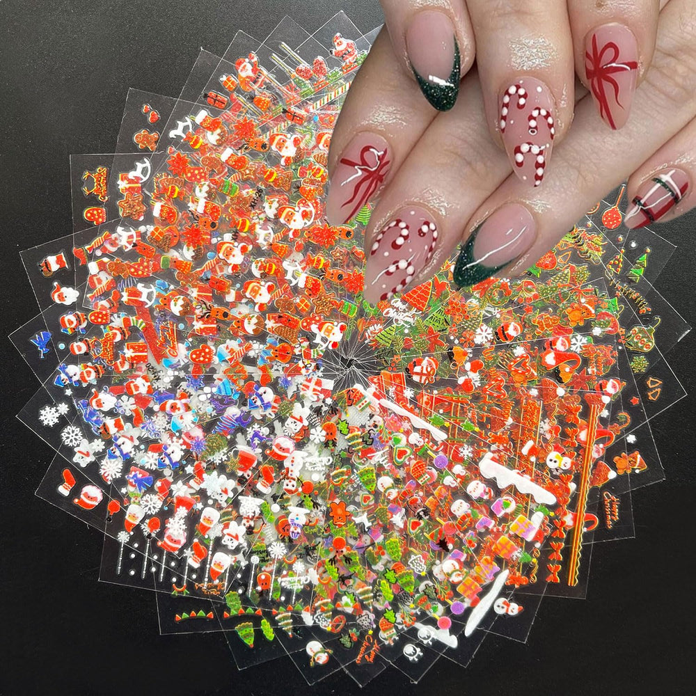Mdscve Christmas nail stickers Santa Claus 3D design adds festive depth to nails