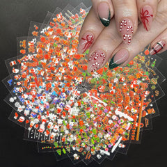 Mdscve Christmas nail stickers Santa Claus 3D design adds festive depth to nails
