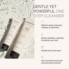 MDSolarSciences Wash Away Cleanser application-foam, easy rinse-off for makeup removal.