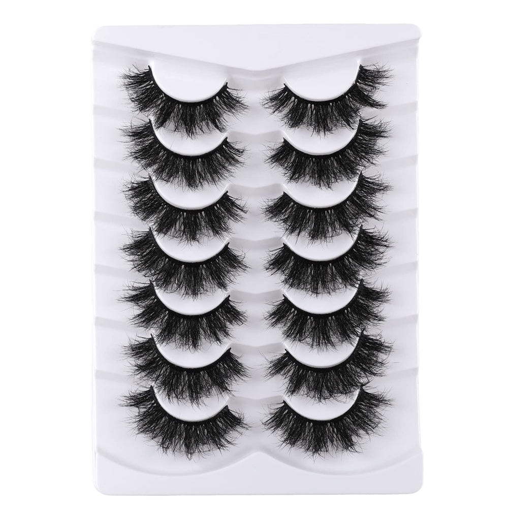 Mebver cat eye lashes 8D fluffy faux mink for a natural fluttery look.