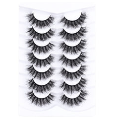 Mebver cat-eye wispy lashes, seven-pair pack ready for party looks.