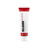Medi-Peel Melanon X Cream jar close-up showing brightening texture for skincare.