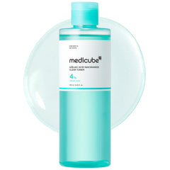 Medicube Azelaic Acid Niacinamide Toner bottle shows calming daily clarification benefits.