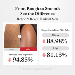 Medicube Body Peel Shot rice extract visual emphasizes hydrating, nourishing touch.