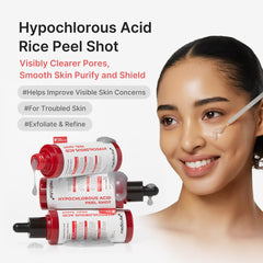 Medicube Peel Shot serum application close-up highlights soothing, clarifying action.