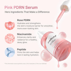 Medicube Rose PDRN ingredients visual highlights vegan Rose PDRN and peptides.