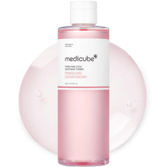 Medicube Salmon DNA PDRN Pink CICA Toner bottle with calming glow