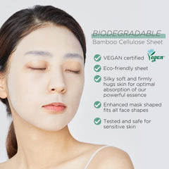 Mediheal biodegradable sheet closeup highlights silky texture.