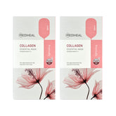 Mediheal Collagen Essential Sheet Mask packaging for a 20-count value set with eco-friendly design.