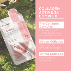 Mediheal collagen tea tree mask being removed to reveal refreshed skin.