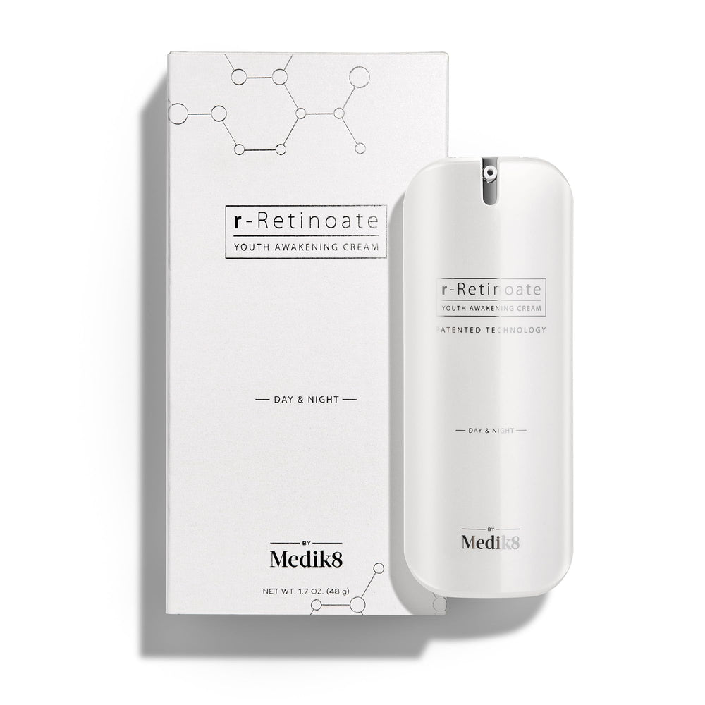 Medik8 R-Retinoate Day & Night serum bottle for daily use and premium hydration.