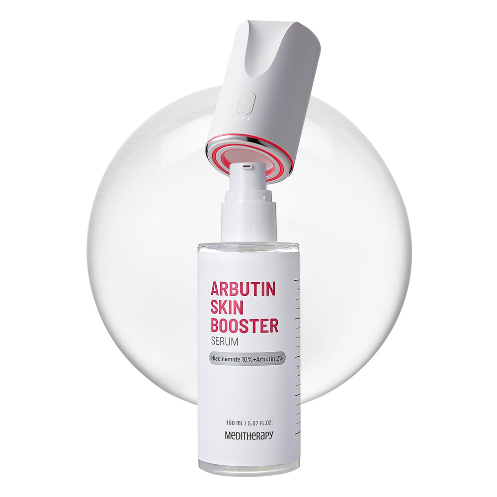 MEDITHERAPY Arbutin Serum bottle close-up highlighting premium actives for radiant skin.