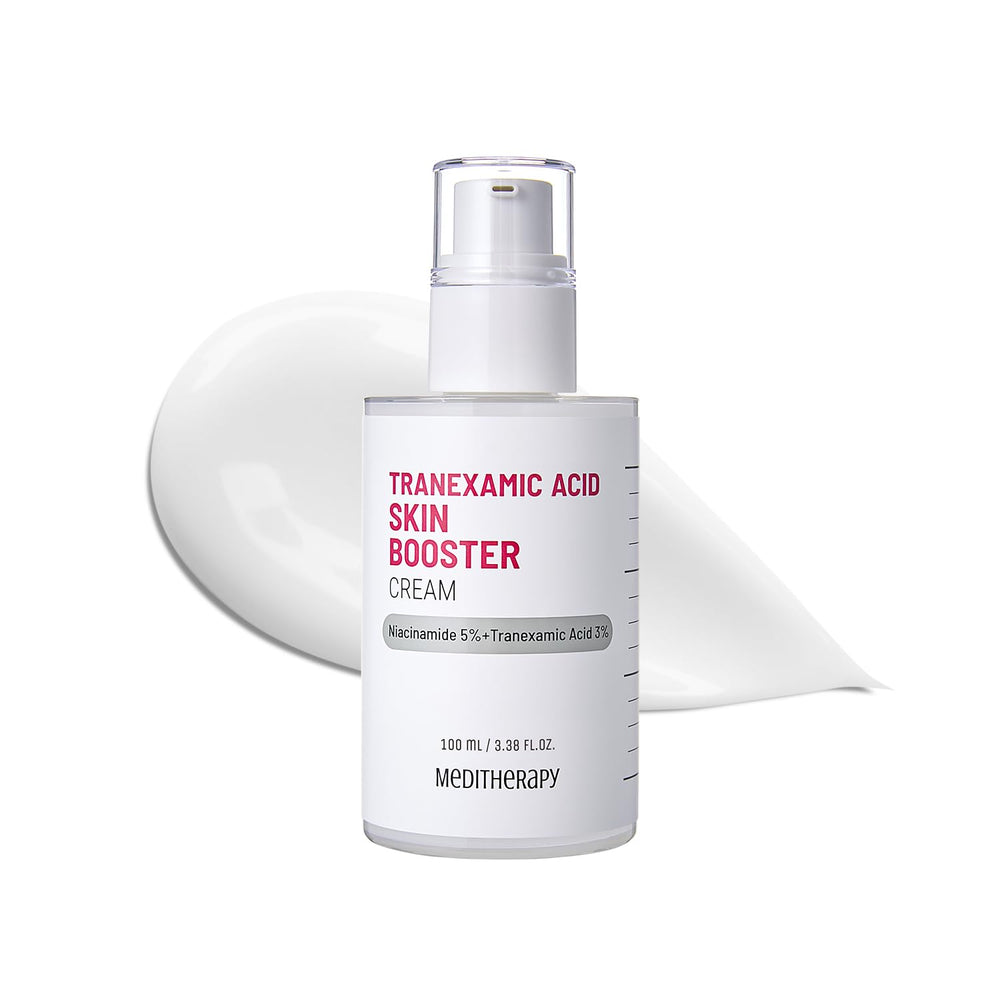 Meditherapy tranexamic-acid-cream-bottle shows a high-potency formula for even tone.