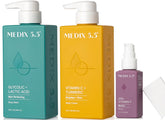 Medix 5.5 Vitamin C body cream bottle highlights brightening skin tone and evening texture