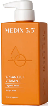 Medix 5.5 Argan Oil Cream bottle pour provides lightweight hydration