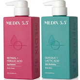 Medix 5.5 exfoliating wash bottle with foaming pump for radiant, smoother skin