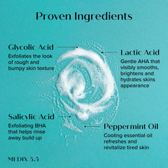 Medix 5.5 Peppermint + Eucalyptus scent closeup delivers refreshing spa-like feel during shower.