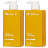Medix 5.5 Radiant Glow Vitamin C Body Wash bottle for daily cleansing and radiant skin.