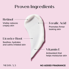 Medix 5.5 fragrance free retinol cream on packaging highlighting fragrance free design.