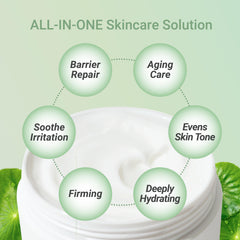 Meebak Cica Cream jar closeup highlighting soothing finish.