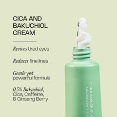 Meebak Eye Cream bottle cap shot highlights gentle formula for sensitive under-eye skin