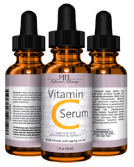 Meera's Beauty Vitamin C Serum packaging front, elegant design.