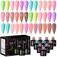 MEET ACROSS 18Pcs builder gel bottles in nude pink hues for long-lasting nails.