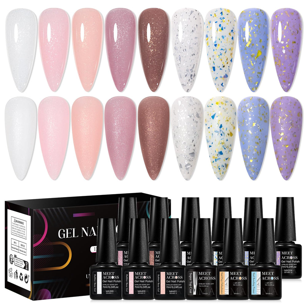 Meet Across rubber base gel bottle for flexible nails and stronger foundation.