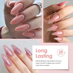 MEET ACROSS rubber base gel shade swatches showing fresh, soft colors.