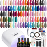 MEFA 32-color gel polish collection swatches for vibrant home manicures.