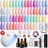 MEFA 32 Colors Gel Nail Polish Kit open-pack view for versatile spring manicures.