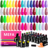MEFA 35 Pcs Gel Nail Polish Set box showcases the complete neon collection for quick, bold home manicures.