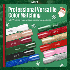 MEFA burgundy red gel color bottle for rich festive manicures.
