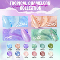 MEFA chameleon glitter powder shifts hues with angle for dynamic nail displays.