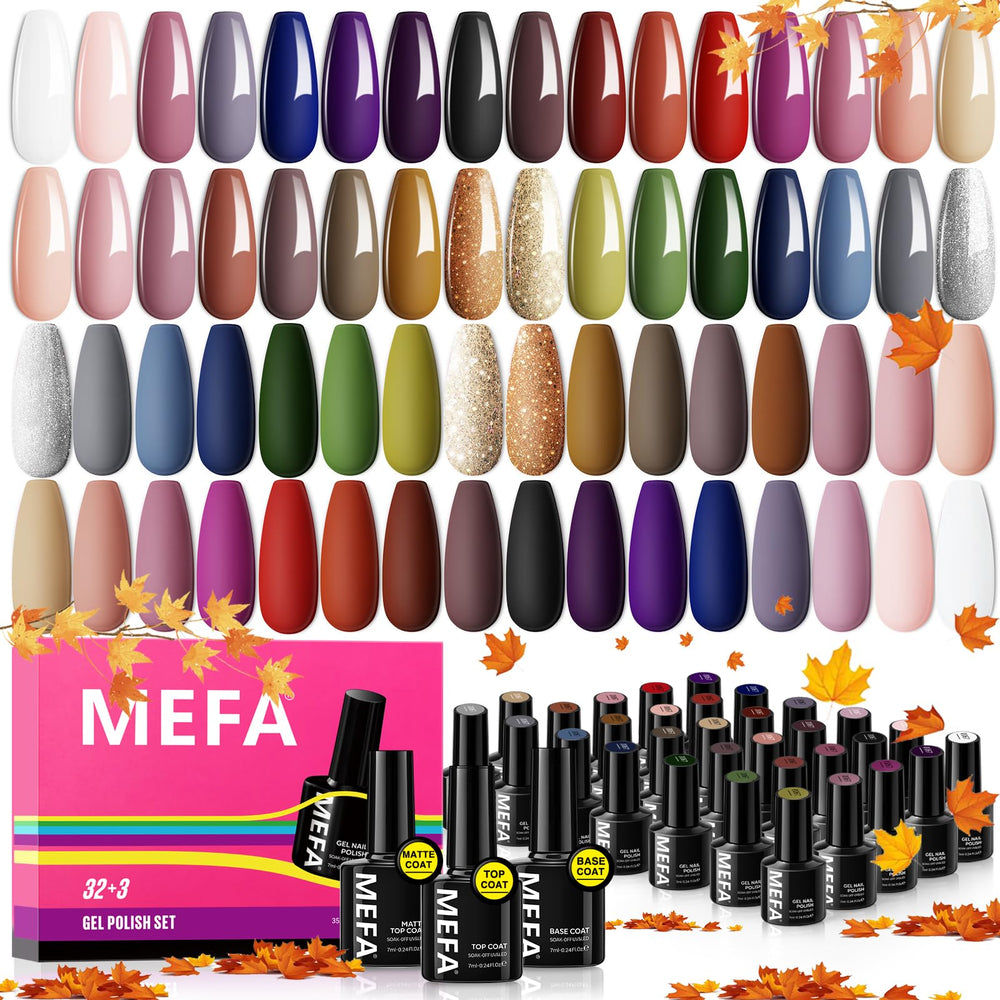 MEFA fall gel nail polish set swatch for autumn looks