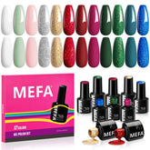 MEFA gel nail polish set burgundy red bottle close-up for festive manicure ideas