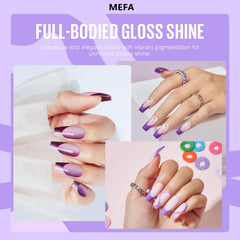 MEFA purple shimmer polish bottle with iridescent gleam for chic nail art