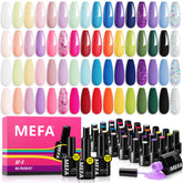 MEFA neon gel polish set with 32 vibrant colors for at-home manicures
