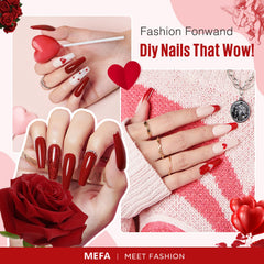 MEFA burgundy glitter gel polish with shimmering burgundy finish.