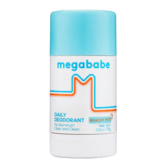 Megababe Beachy Pits deodorant stick cap for easy on-the-go freshness.