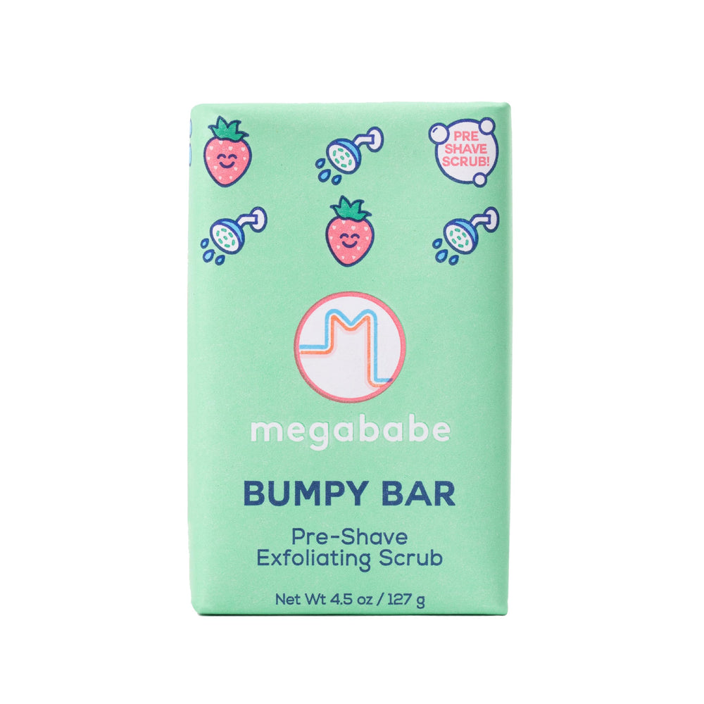 Megababe Bumpy Bar packshot; pre-shave exfoliation for smoother skin